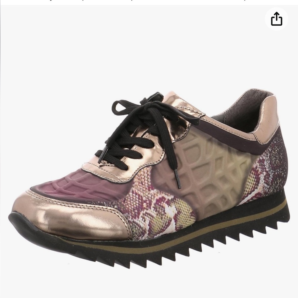 Gabor Women's Multicolor Metallic Rose and Black Sneaker